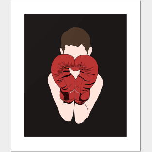 Boxer with Red Gloves - A Boxer wearing Boxing Gloves Posters and Art